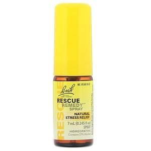 Bach, Original Flower Remedies, Rescue Remedy, Natural Stress Relief Spray, 0.245 fl oz (7 ml) - HealthCentralUSA