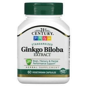 21st Century, Ginkgo Biloba Extract, Standardized, 60 Vegetarian Capsules - Supply Center USA