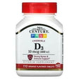 21st Century, Vitamin D3, Chewable, Orange, 100 mcg (400 IU), 110 Tablets - Supply Center USA