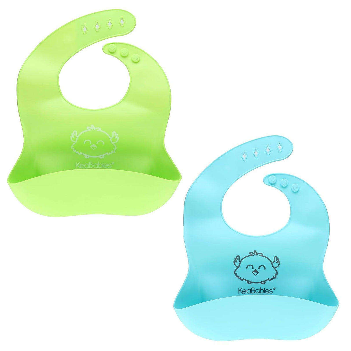 KeaBabies, Baby Silicone Bibs, Cloud Nine, Newborn - 4 Years, 2 Pack - Supply Center USA