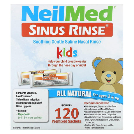 NeilMed, Kids, Sinus Rinse, Ages 2 +, 120 Premixed Sachets, 0.037 oz (1.04 g) Each - Supply Center USA