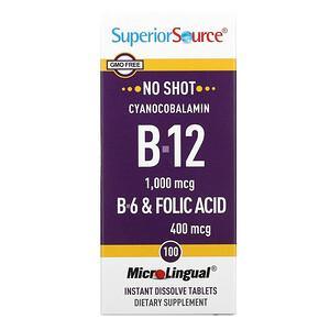 Superior Source, Cyanocobalamin B-12, 1,000 mcg, 100 MicroLingual Instant Dissolve Tablets - HealthCentralUSA