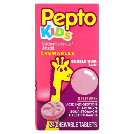 Pepto Bismol, Kids, Pepto Chewables, Bubble Gum, 24 Chewable Tablets - Supply Center USA