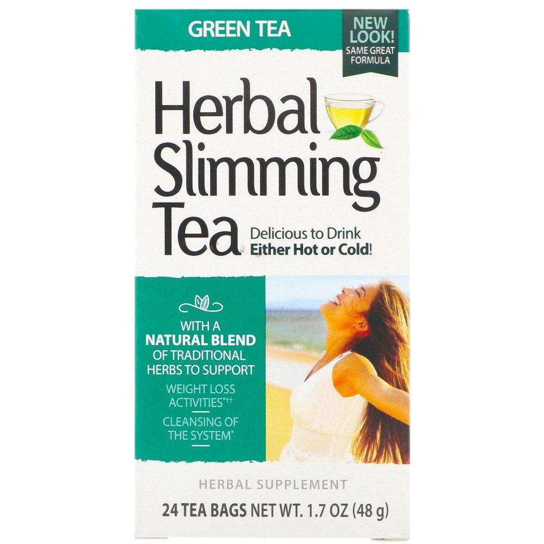 21st Century, Herbal Slimming Tea, Green Tea, Caffeine Free, 24 Tea Bags, 1.6 oz (45 g) - HealthCentralUSA