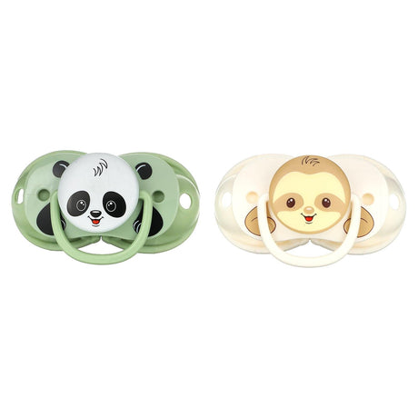 RaZbaby, Keep-It-Kleen Pacifier, 0-36m, Sloth & Panda, 2 Pacifiers - Supply Center USA