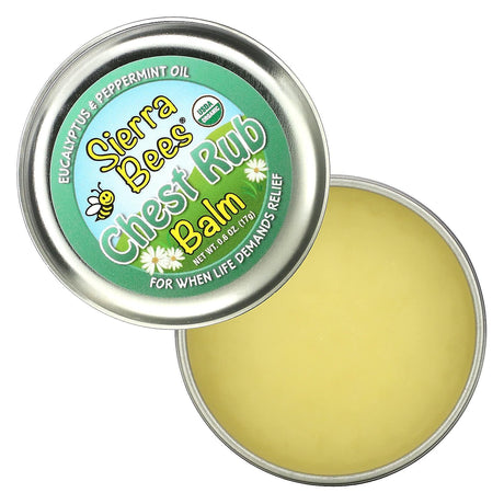 Sierra Bees, Chest Rub Balm, Eucalyptus & Peppermint, 0.6 oz (17 g) - Supply Center USA