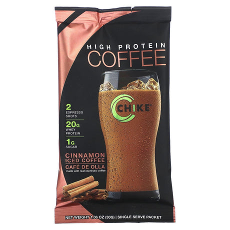 Chike Nutrition, High Protein Iced Coffee, Cinnamon, 12 Packets, 1.06 oz (30 g) Each - Supply Center USA