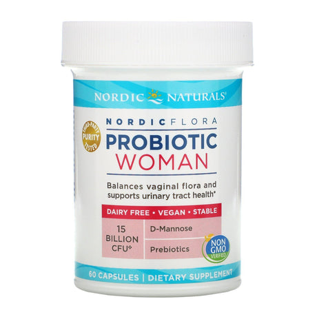 Nordic Naturals, Nordic Flora Probiotic, Woman, 15 Billion CFU, 60 Capsules - Supply Center USA