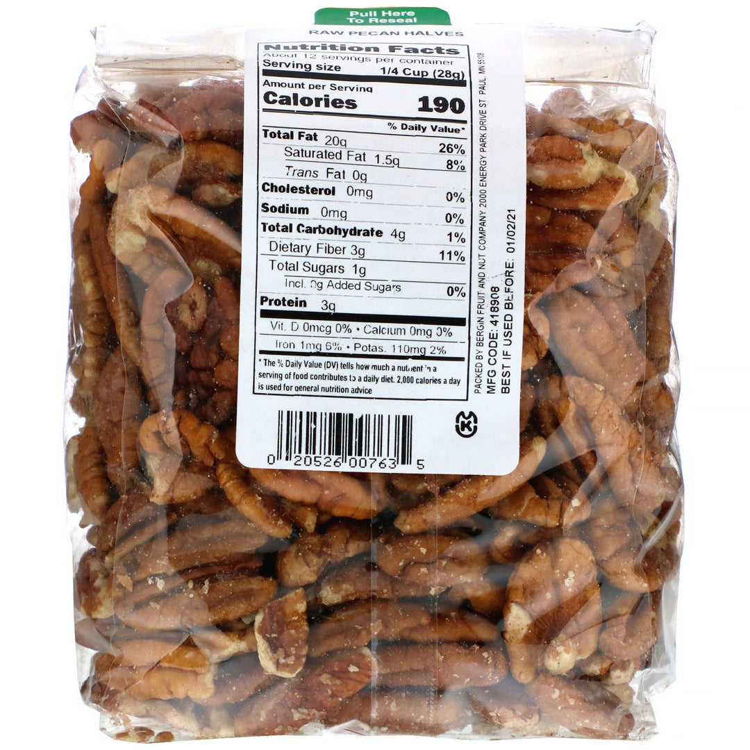 Bergin Fruit and Nut Company, Raw Pecan Halves, 12 oz (340 g) - HealthCentralUSA