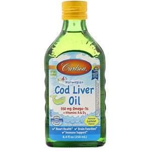 Carlson Labs, Kid's Norwegian, Cod Liver Oil, Natural Lemon Flavor, 8.4 fl oz (250 ml) - Supply Center USA