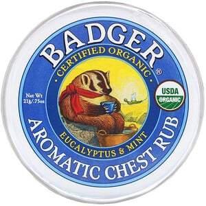 Badger Company, Organic, Aromatic Chest Rub, Eucalyptus & Mint, .75 oz (21 g) - Supply Center USA