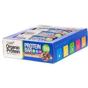 Orgain, Organic Plant-Based Protein Bar, Chocolate Chip Cookie Dough, 12 Bars, 1.41 oz (40 g) Each - Supply Center USA