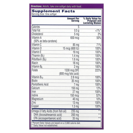 One-A-Day, Prenatal 1 with Folic Acid, DHA & Iron, 60 Softgels - Supply Center USA