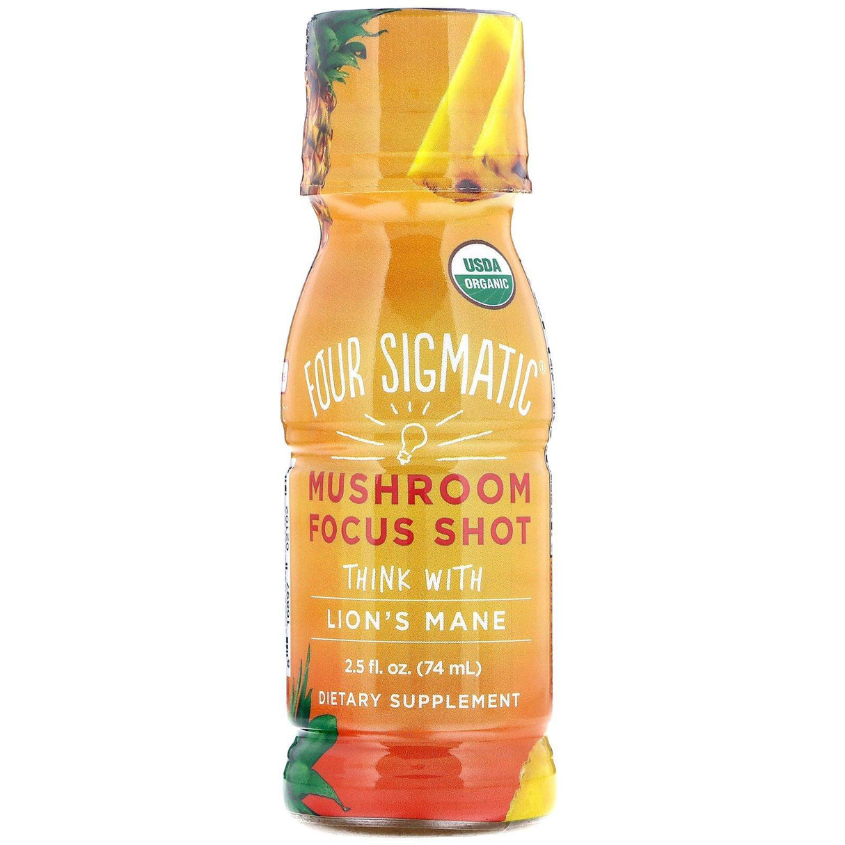 Four Sigmatic, Mushroom Focus Shot, Pineapple, 6 Bottles, 2.5 fl oz (74 ml) Each - Supply Center USA