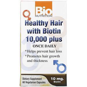 Bio Nutrition, Healthy Hair with Biotin 10,000 Plus, 60 Vegetarian Capsules - Supply Center USA