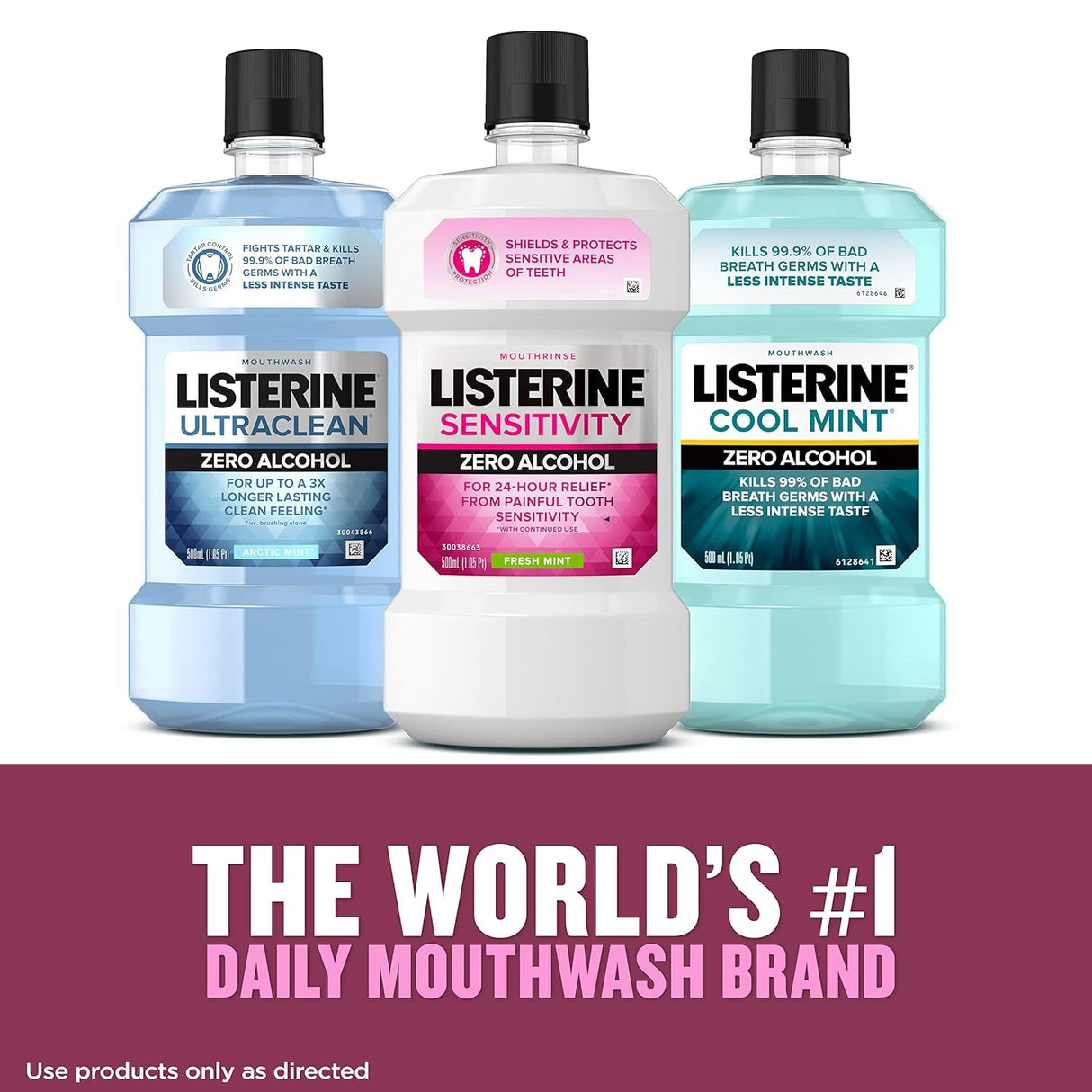 Listerine Sensitivity Mouthwash, 24-HR Tooth Sensitivity Relief & Protection, Alcohol-Free Formula in Fresh Mint Flavor, TSA Compliant Travel-Sized Bottle, 3.2 Fl. Oz