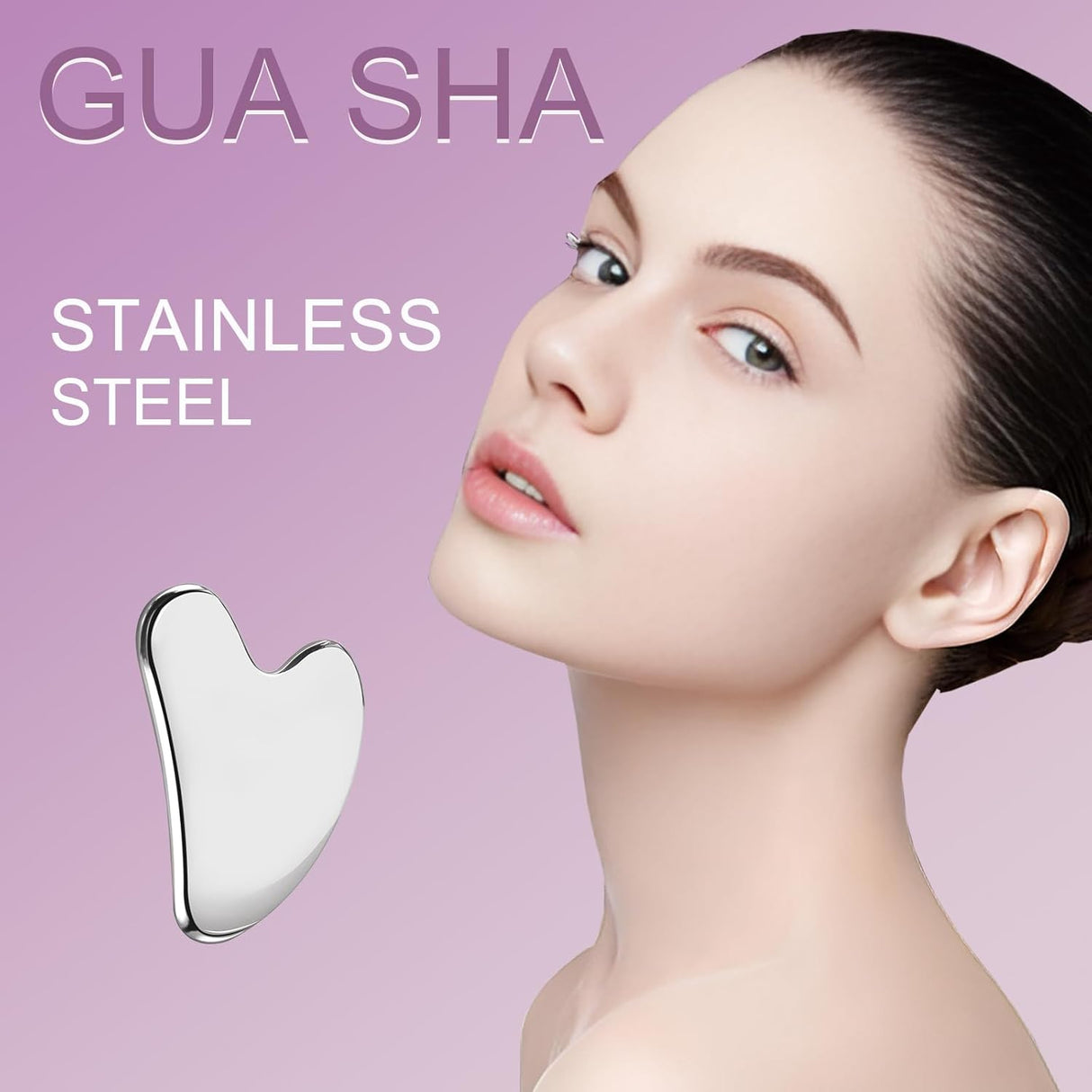 Stainless Steel Gua Sha Facial Tool Metal Silver Guasha for Face Chin Jawline Sculpting Eyes Neck Body Tighten Skin Massage Care Gifts
