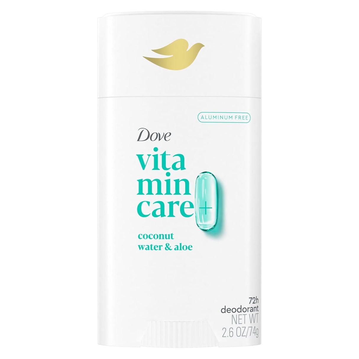 Dove Vitamincare+ Aluminum Free Deodorant Stick Coconut & Shea for 72H Odor Protection Breathable Deodorant for Women 2.6 Oz