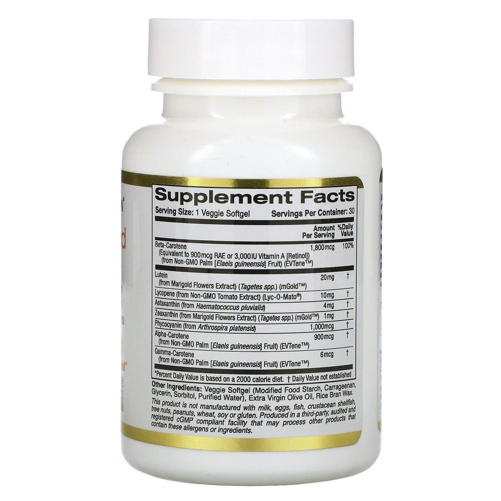 California Gold Nutrition, AstaCarotenoid Complex, Lutein, Lycopene, Astaxanthin Complex, 30 Veggie Softgels - HealthCentralUSA