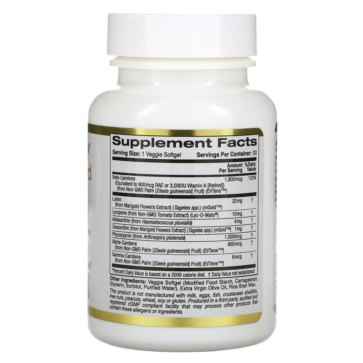 California Gold Nutrition, AstaCarotenoid Complex, Lutein, Lycopene, Astaxanthin Complex, 30 Veggie Softgels - Supply Center USA