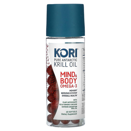 Kori, Pure Atlantic Krill Oil, Mind & Body Omega-3, 60 Softgels - Supply Center USA