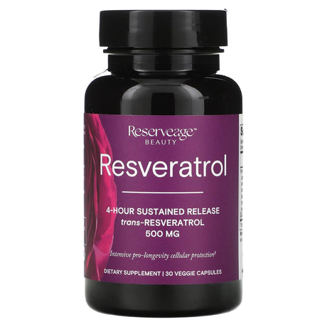 Reserveage Nutrition, Resveratrol, 4-Hour Sustained Release, 500 mg, 30 Veggie Capsules - Supply Center USA