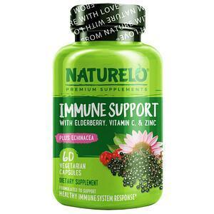 NATURELO, Immune Support with Elderberry, Vitamin C & Zinc plus Echinacea, 60 Vegetarian Capsules - Supply Center USA