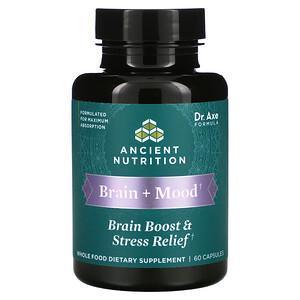 Dr. Axe / Ancient Nutrition, Brain + Mood, Brain Boost & Stress Relief, 60 Capsules - Supply Center USA