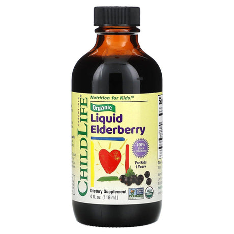 ChildLife Essentials, Organic Liquid Elderberry, 1 Year+, 4 fl oz (118 ml) - Supply Center USA