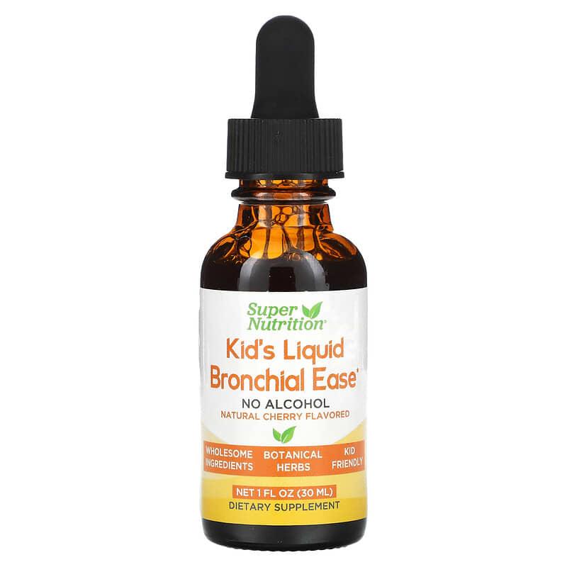 Super Nutrition, Kid's Liquid Bronchial Ease, No Alcohol, Cherry, 1 fl oz (30 ml) - Supply Center USA