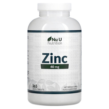 Nu U Nutrition, Zinc, 40 mg, 365 Vegan Tablets - Supply Center USA