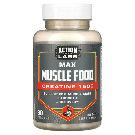 Action Labs, Max Muscle Food, Creatine 1500, Men's Support, 90 Vegcaps - Supply Center USA