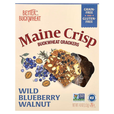 Better with Buckwheat, Maine Crisp Buckwheat Crackers, Wild Blueberry Walnut, 4 oz (113 g) - Supply Center USA