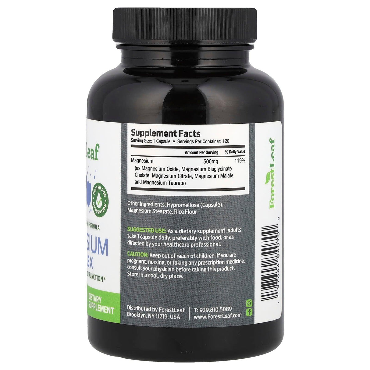 Forest Leaf, Advanced Magnesium Complex , 500 mg , 120 Vegetable Capsules - Supply Center USA