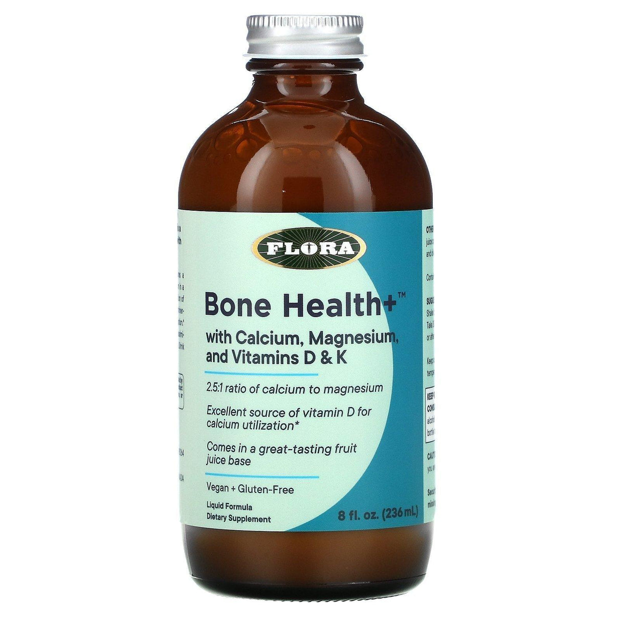 Flora, Bone Health+ with Calcium, Magnesium, and Vitamins D & K, Liquid, 8 fl oz (236 ml) - Supply Center USA