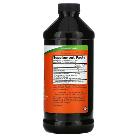 NOW Foods, Acai Liquid Concentrate, 16 fl oz (473 ml) - Supply Center USA