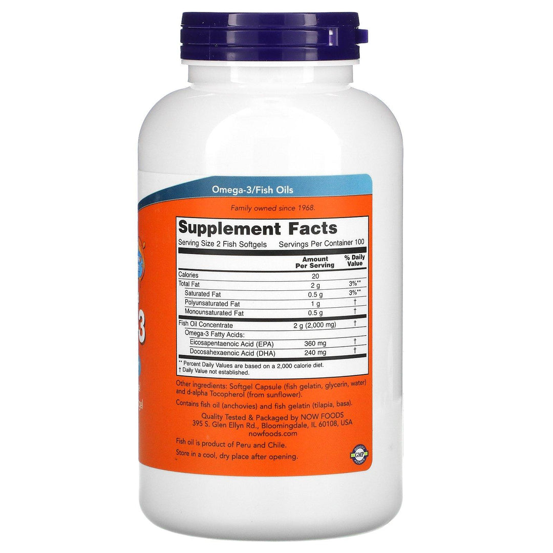 Now Foods, Molecularly Distilled Omega-3, 200 Fish Softgels - HealthCentralUSA