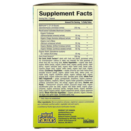 Natural Factors, Whole Earth & Sea, Super Mushroom, 60 Vegetarian Capsules - Supply Center USA