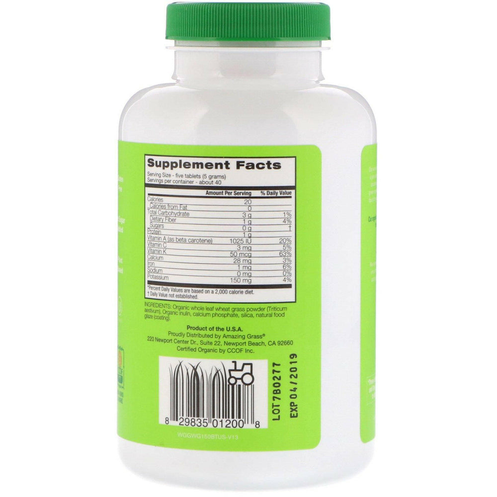 Amazing Grass, Organic Wheat Grass Tablets, 200 Tablets - HealthCentralUSA