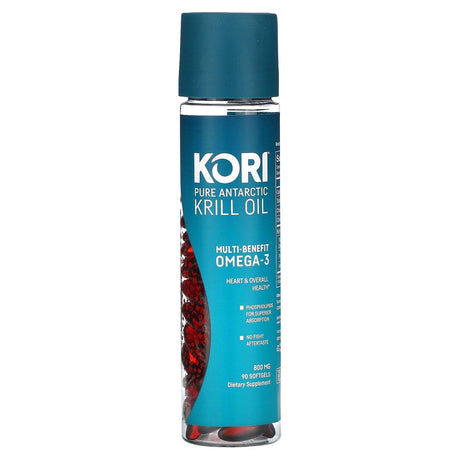 Kori, Pure Antarctic Krill Oil, Multi-Benefit Omega-3, 800 mg, 90 Softgels - Supply Center USA