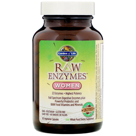 Garden of Life, RAW Enzymes, Women, 90 Vegetarian Capsules - Supply Center USA