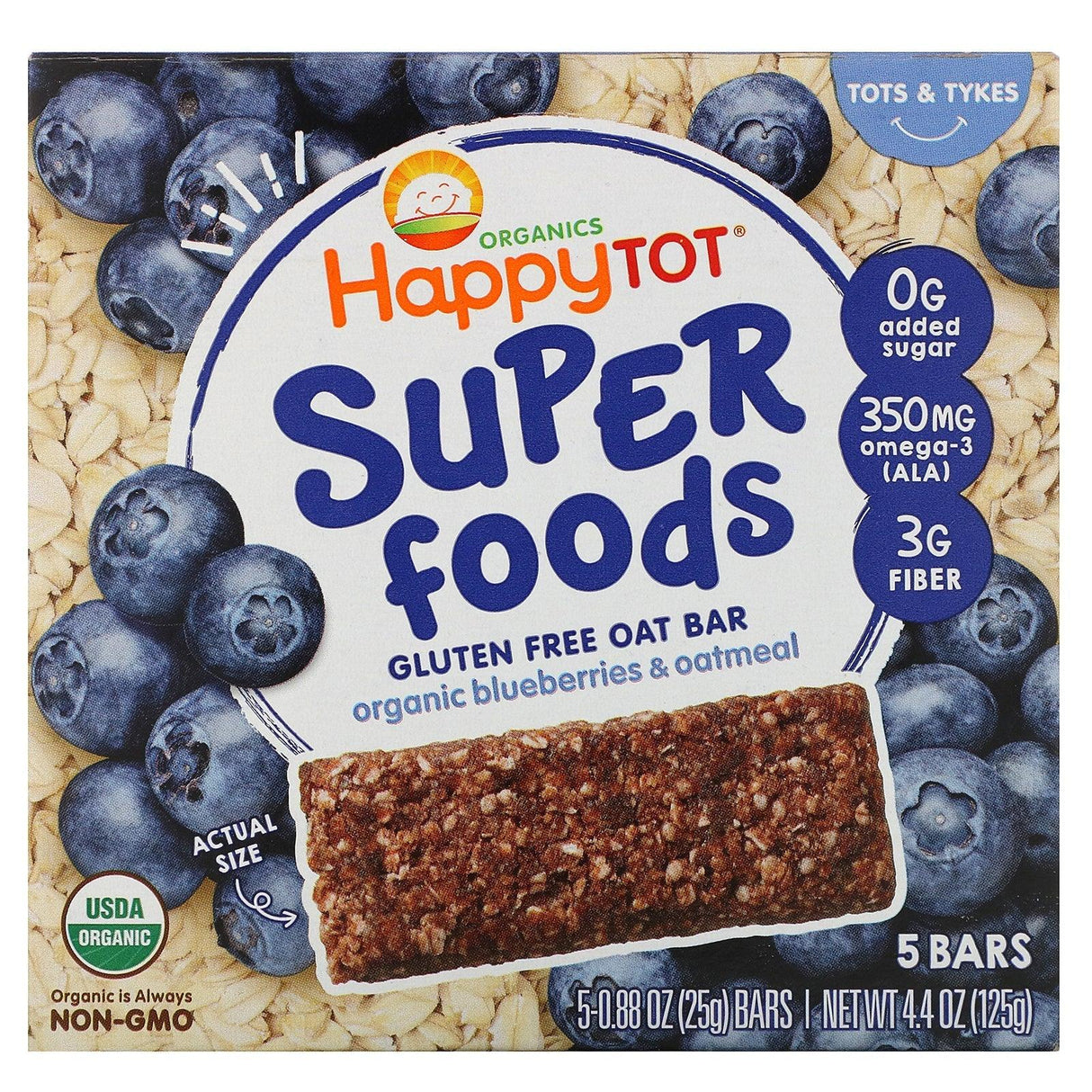 Happy Family Organics, Happy Tot, Superfoods, Gluten Free Oat Bar, Organic Bananas, Strawberries & Sunflower Butter, 5 Bars, 0.88 oz (25 g) Each - Supply Center USA