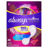 Always, Radiant Daily Liners, Regular, Unscented, 48 Liners - Supply Center USA