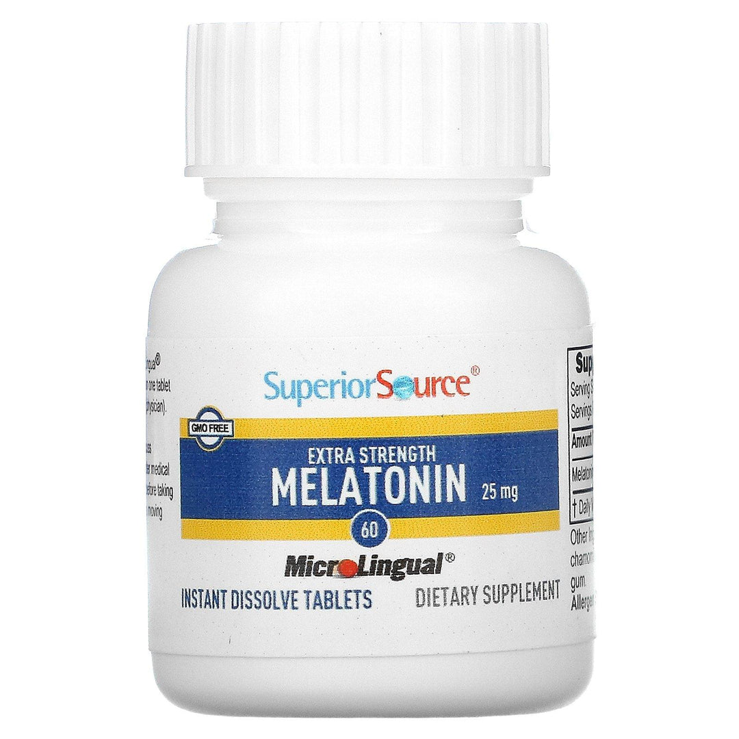 Superior Source, Extra Strength Melatonin, 25 mg, 60 MicroLingual Instant Dissolve Tablets - HealthCentralUSA