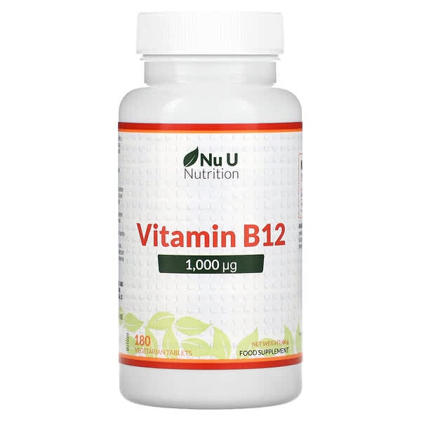 Nu U Nutrition, Vitamin B12, 1,000 µg, 180 Vegetarian Tablets