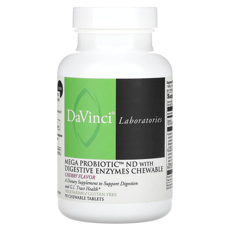 DaVinci Laboratories of Vermont, Mega Probiotic ND with Digestive Enzymes Chewable, Cherry, 90 Chewable Tablets - Supply Center USA