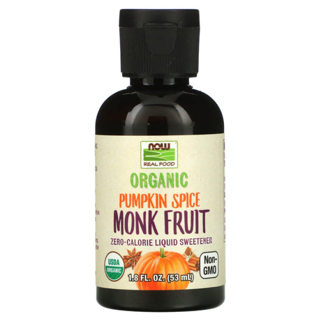 NOW Foods, Real Food, Organic Monk Fruit, Zero-Calorie Liquid Sweetener, Pumpkin Spice, 1.8 fl oz (53 ml) - Supply Center USA