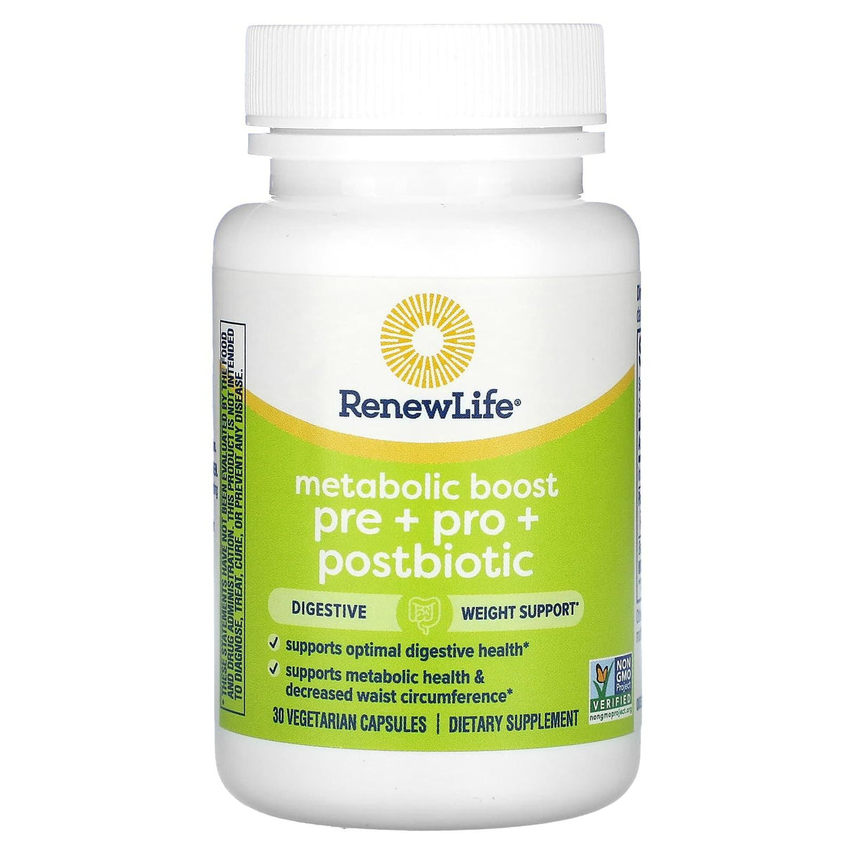 Renew Life, Metabolic Boost, Pre + Pro + Postbiotic, 30 Vegetarian Capsules - Supply Center USA