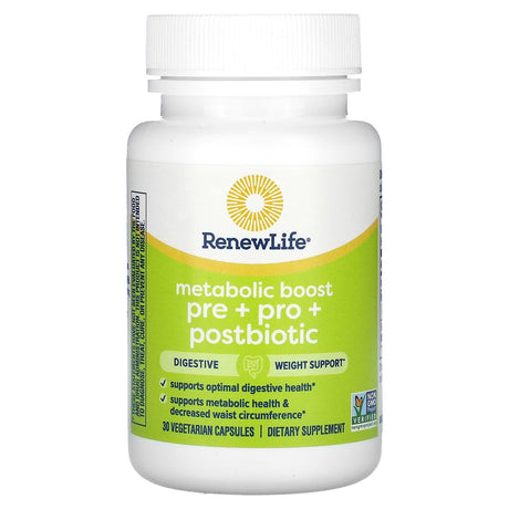 Renew Life, Metabolic Boost, Pre + Pro + Postbiotic, 30 Vegetarian Capsules - Supply Center USA