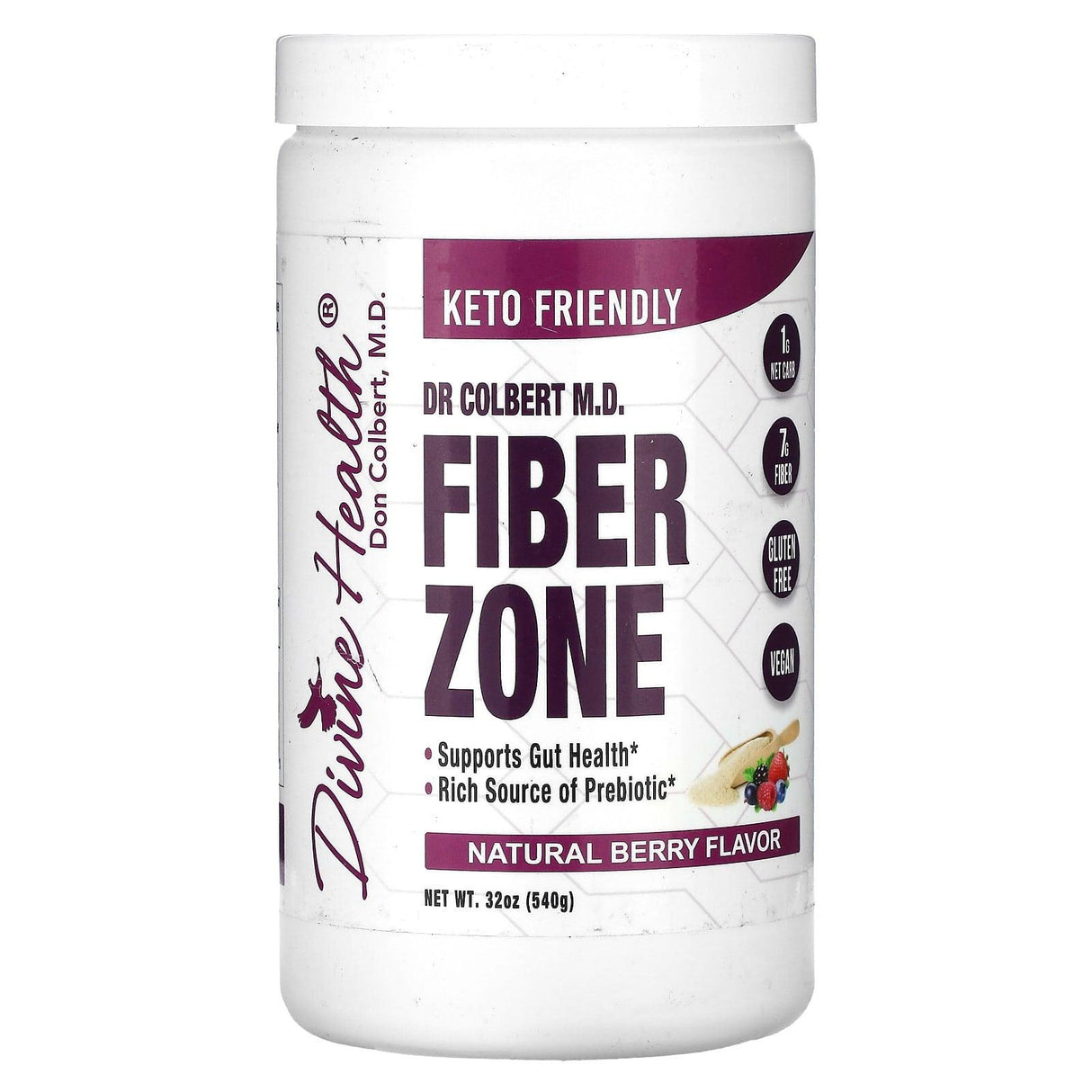 Divine Health, Dr Colbert M.D. Fiber Zone, Natural Berry, 32 oz (540 g) - Supply Center USA